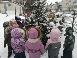 Ребята группы Гномик решили нарядить елочку на своем участке. Ребята группы Гномик решили нарядить елочку на своем участке.